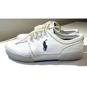 Polo Ralph Lauren Men’s Faxon Low Top Sneakers White Color Leather Size 8.5D